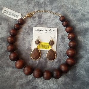 Brown Jewelry Earrings and Necklace set